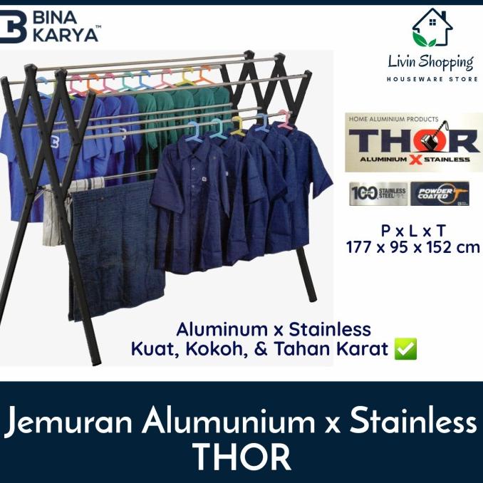 Jual Jemuran Baju Stainless Alumunium Bina Karya Tipe THOR Shopee