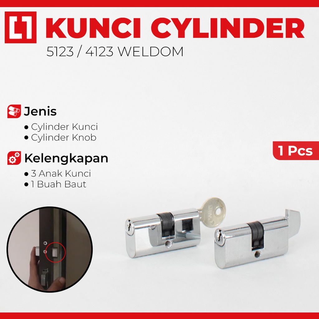 Jual Kunci Silinder Kait Pintu Aluminium Knob Weldom