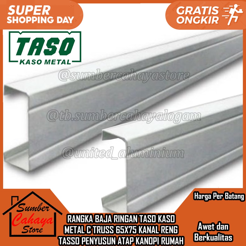 Jual Rangka Atap Baja Ringan Kanal C Taso Kaso Metal Truss X Kanal Reng Tasso Penyusun