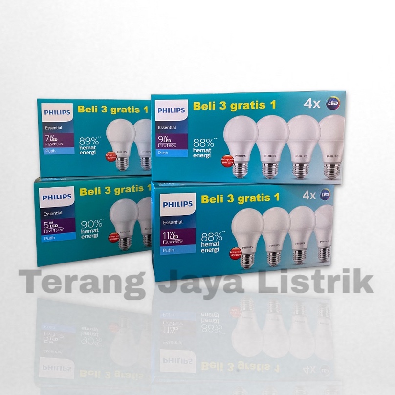 Jual Lampu LED Bulb Essential Philips EssLed Paket Multipack 4 Pcs