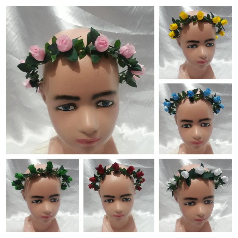 Jual Flower Crown Bunga Seruni Kuncup Kawat Daun Bando Mahkota Bunga