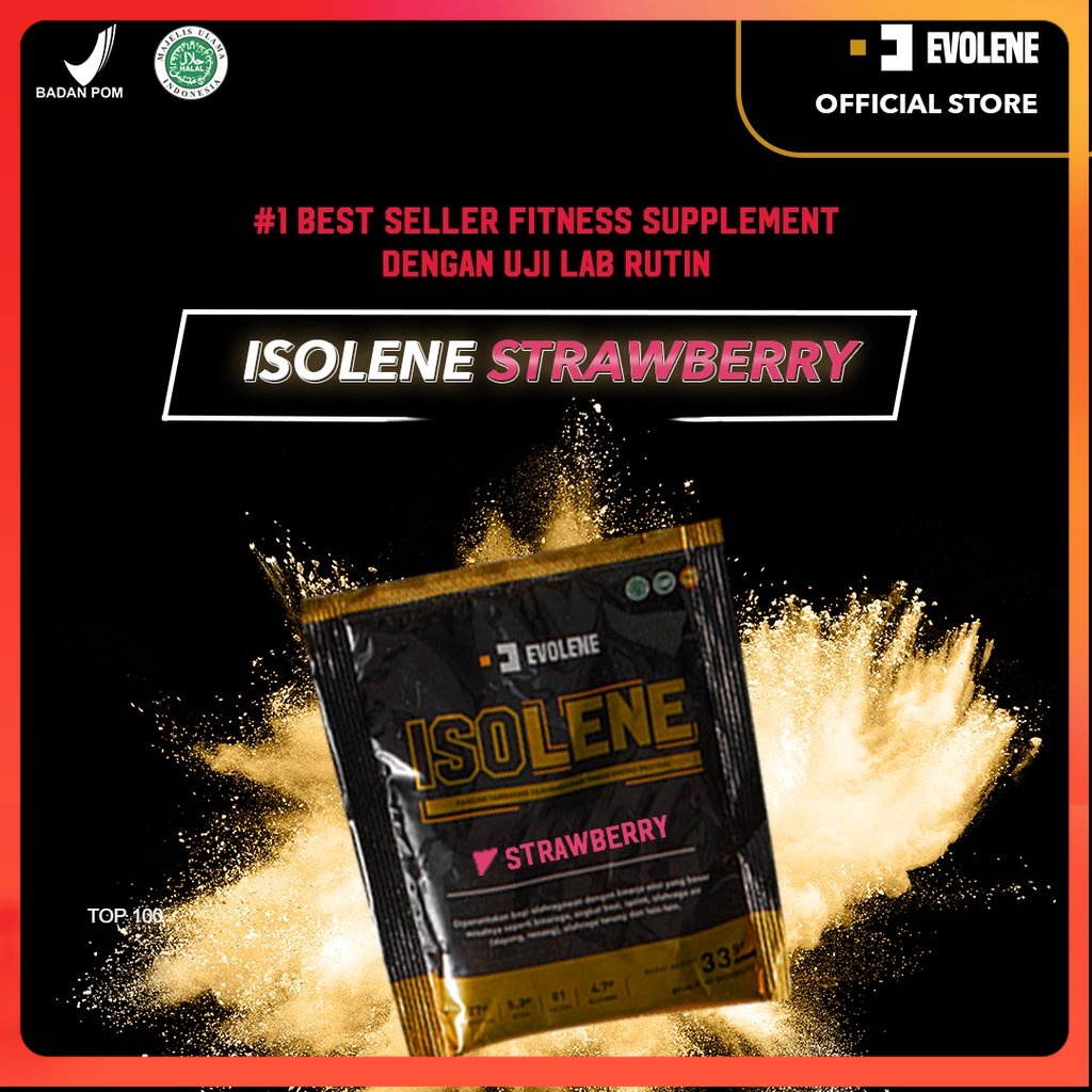 Jual Evolene Isolene Strawberry Sachet Whey Protein Isolate Bpom Halal