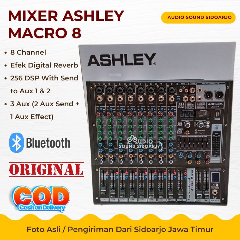 Jual Mixer ASHLEY Macro 8 Efek Digital Reverb 256 DSP Terbaru Original