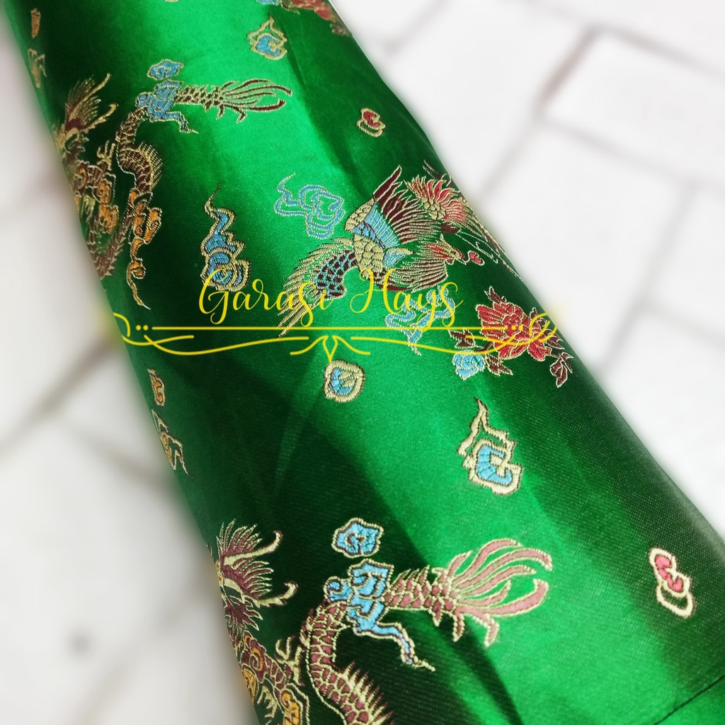 Jual Kain Cheongsam Jibao China Shanghai Green Hijau Naga Liong