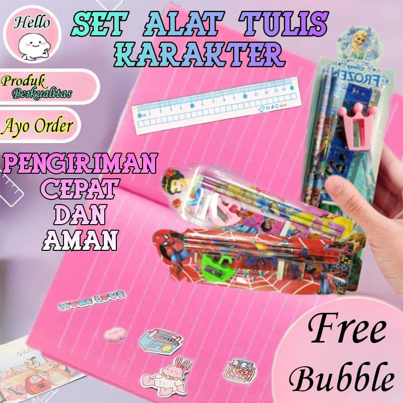 Jual SET ALAT TULIS 5 IN 1 STATIONERY ALAT TULIS SEKOLAH KARAKTER