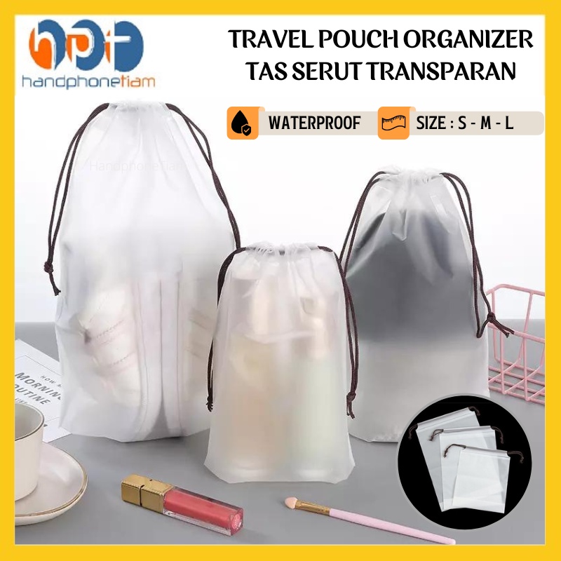 Jual Travel Pouch Bag Organizer Travelling Tas Serut Plastik Tempat