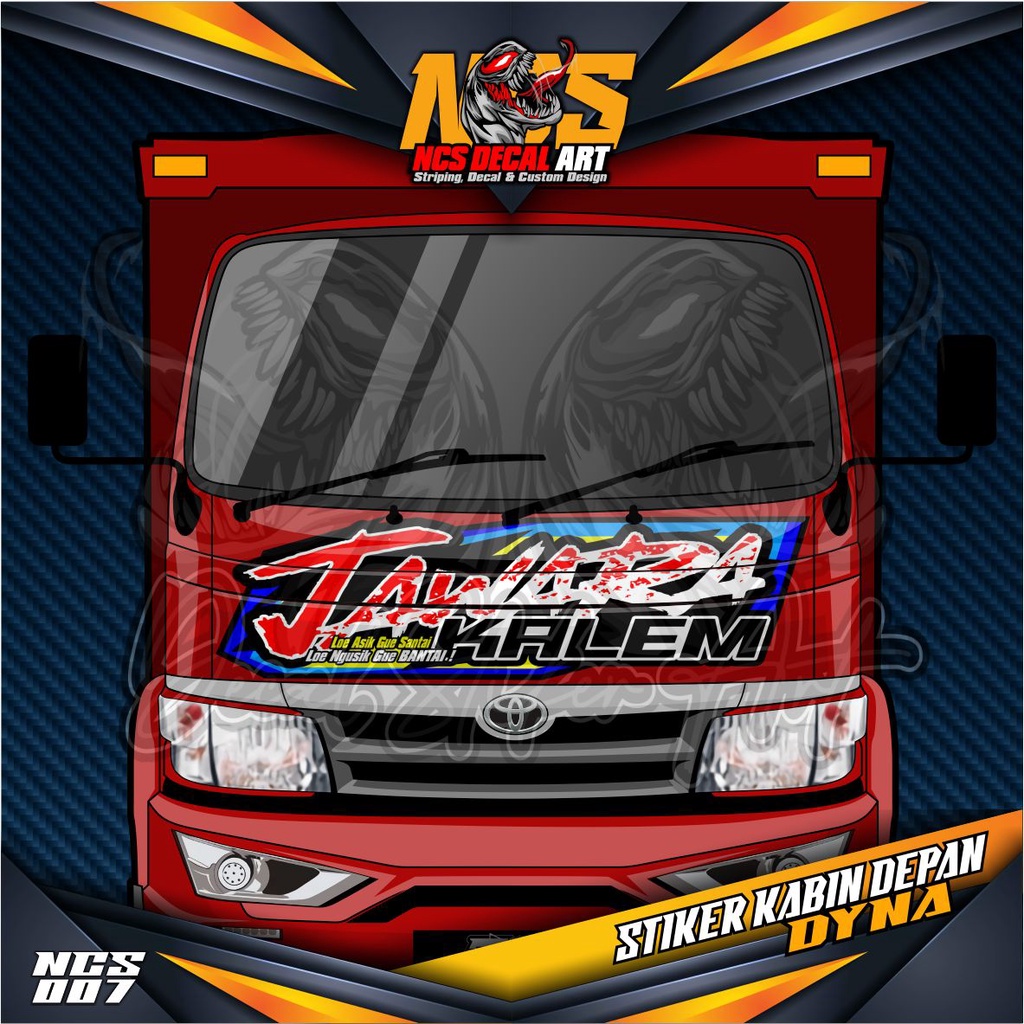 Jual Stiker Decal Kabin Depan JAWARA KALEM All Truk Canter Ragasa