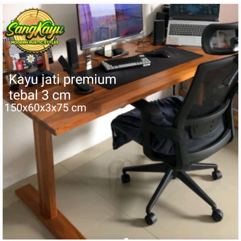 Jual Meja Jati 180x60x3x75cm Meja Kerja Kayu Jati Minimalis Shopee