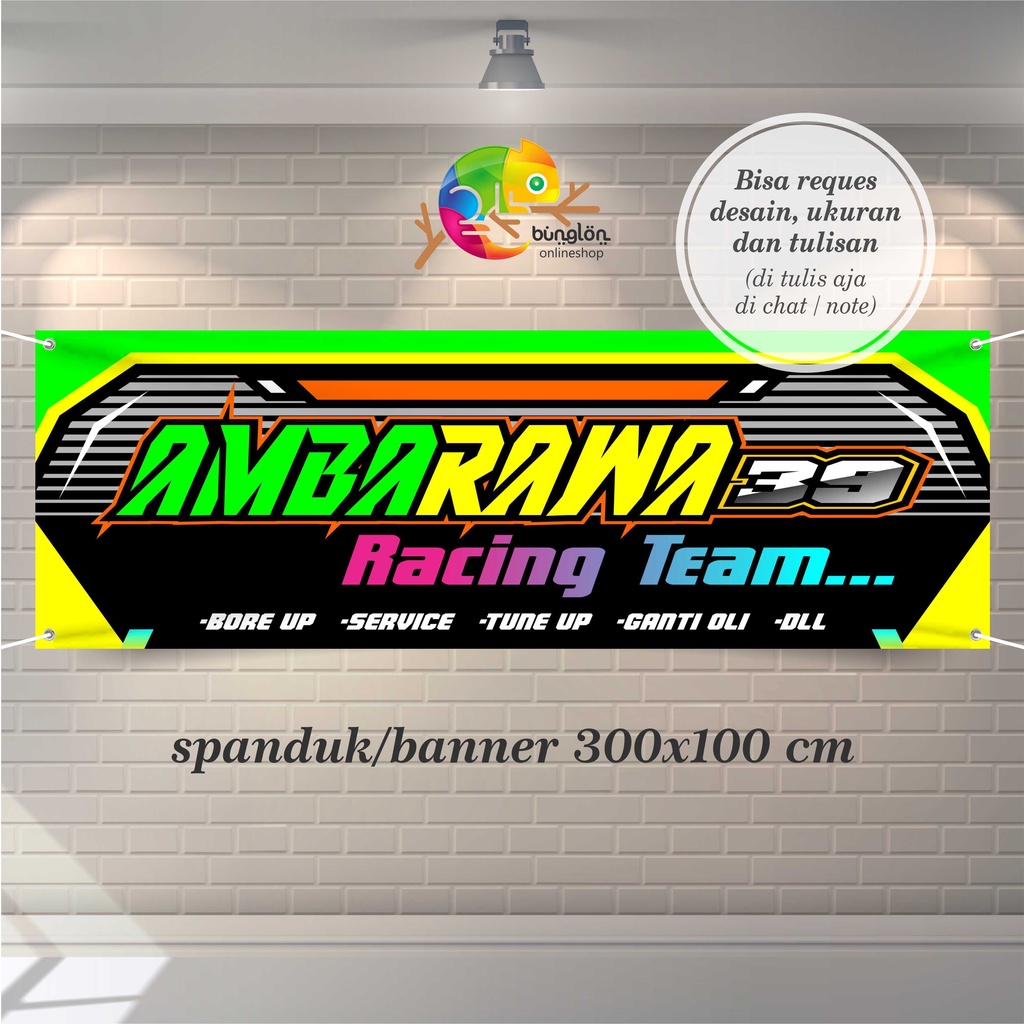 Jual Size X Cm Spanduk Banner Bengkel Motor Racing Model Hijau