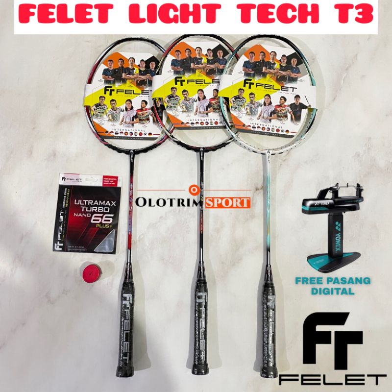 Jual Raket Badminton FELET LIGHT TECH T3 5u 78gr 32lbs T 3 Original