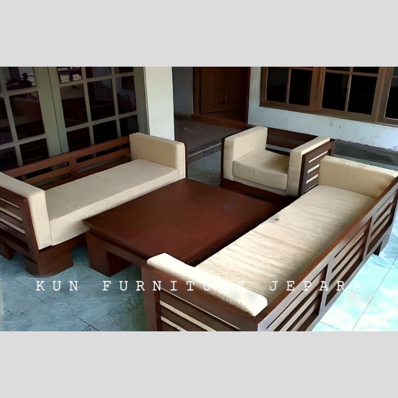 Jual Kursi Tamu Sofa Minimalis Modern Kayu Jati Kursi Tamu Busa Kayu