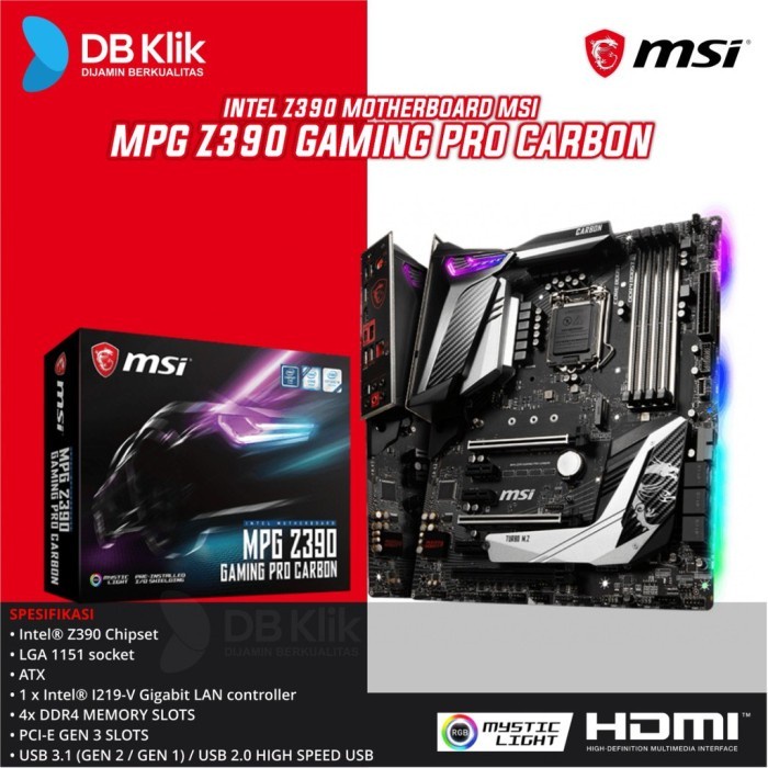 Jual Motherboard MSI MPG Z390 Gaming PRO CARBON MB MSI MPG Z390 Pro