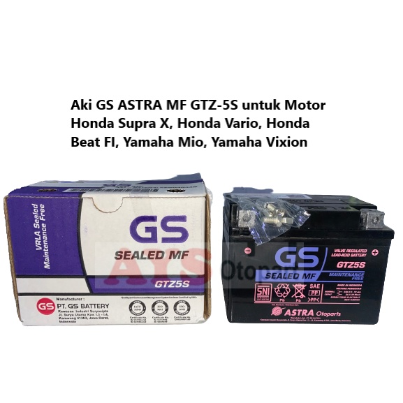 Jual Aki GS ASTRA MF GSMF GTZ 5S Untuk Motor Honda Supra X Honda Vario