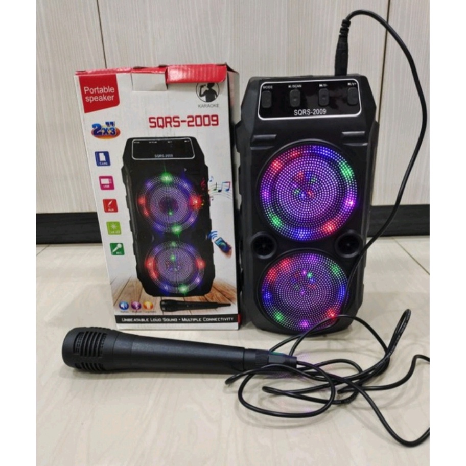 Jual SPEAKER BLUETOOTH SQRS 2009 PORTABLE KARAOKE LED RGB PLUS