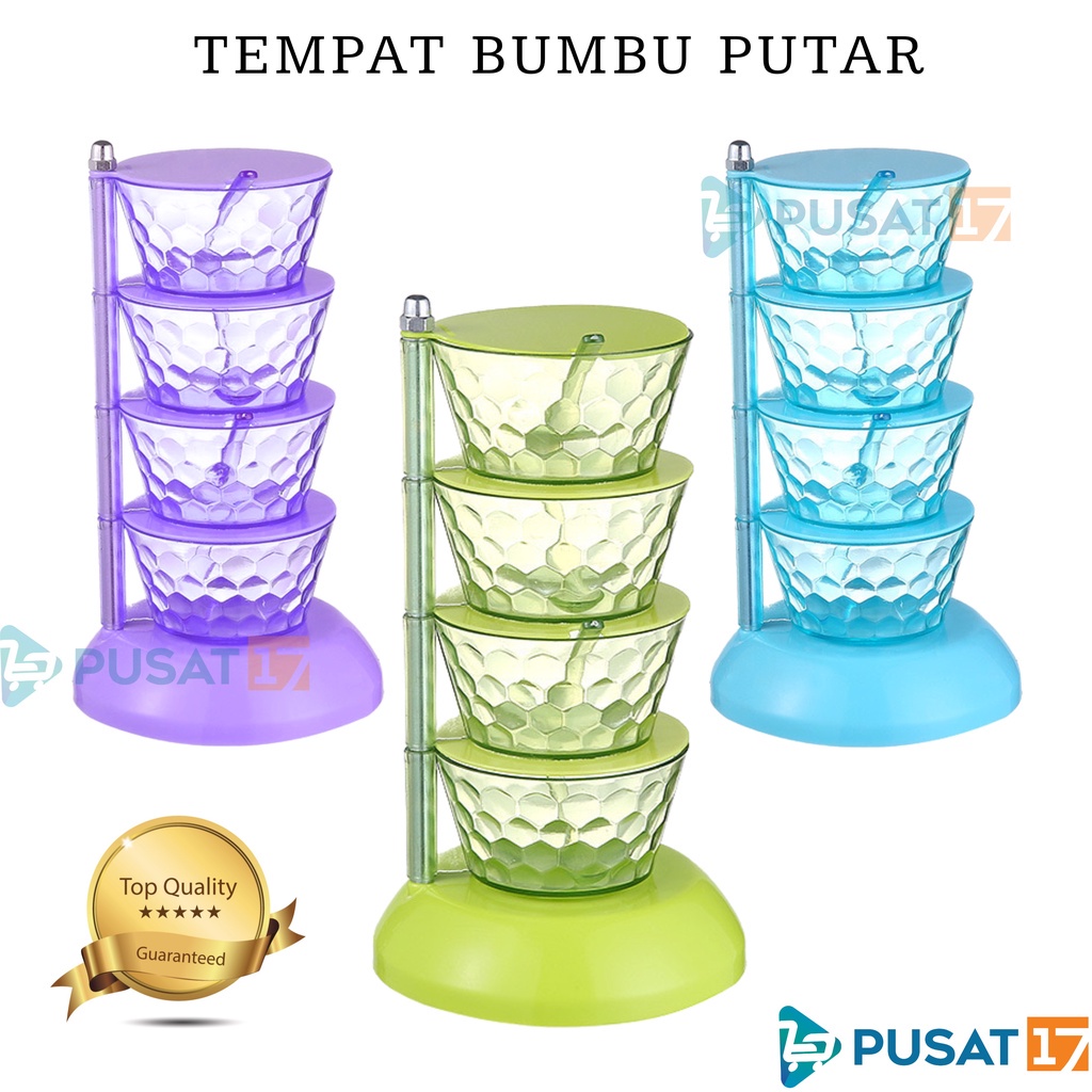 Jual Pusat Tempat Bumbu Dapur Susun Tingkat Putar Premium Kristal