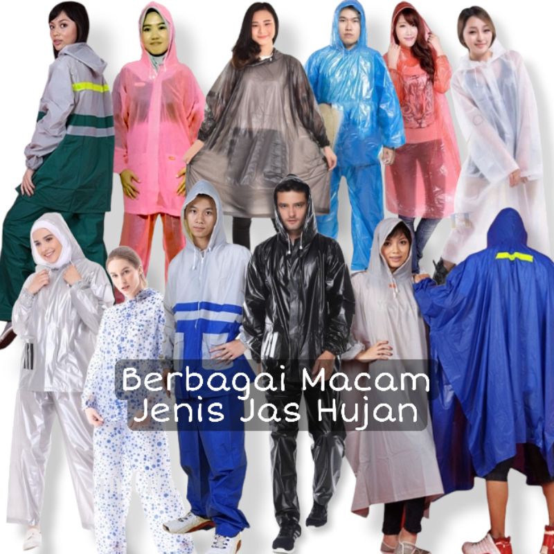 Jual Berbagai Macam Jenis Jas Hujan Fashion Lengan Panjang Setelan Baju