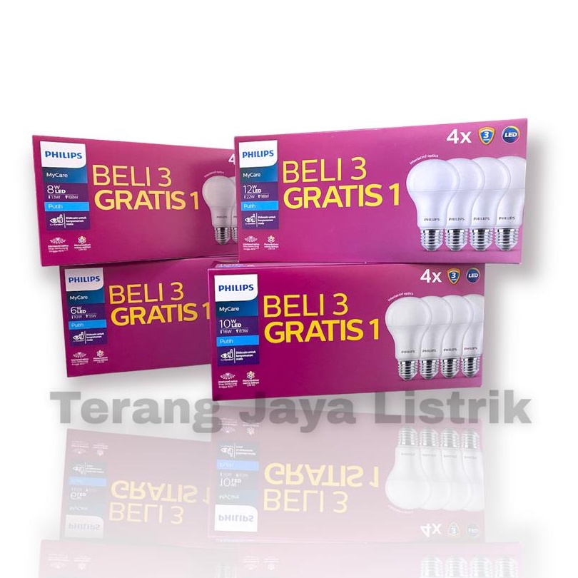 Jual Lampu LED Bulb Philips Paket Multipack 4 Pcs Beli 3 Gratis 1 4w