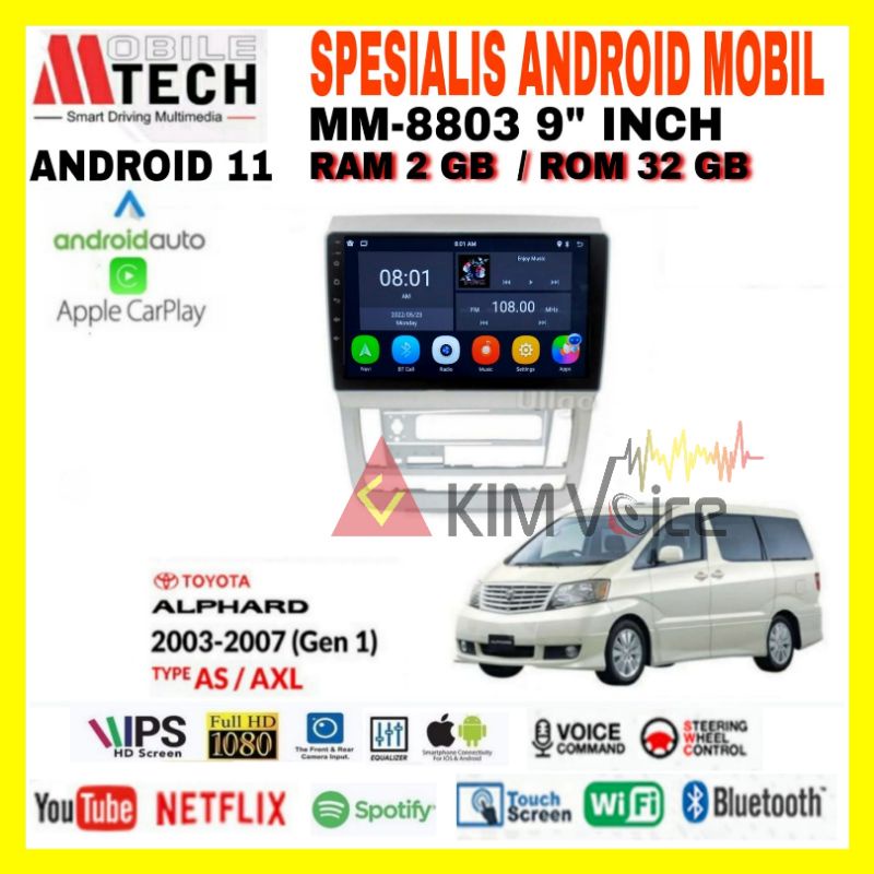 Jual Head Unit Android Mtech 9 Inch OEM Toyota Alphard 2003 2007 PNP