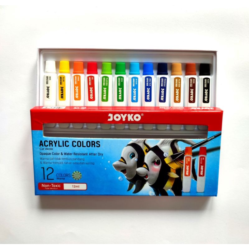 Jual Cat Akrilik 12 Warna Tube Joyko Acrylic Colors 12 Ml Shopee