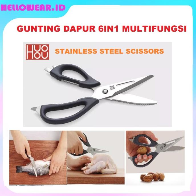 Jual Huohou Gunting Dapur Multifungsi Kitchen Scissors Gunting Daging