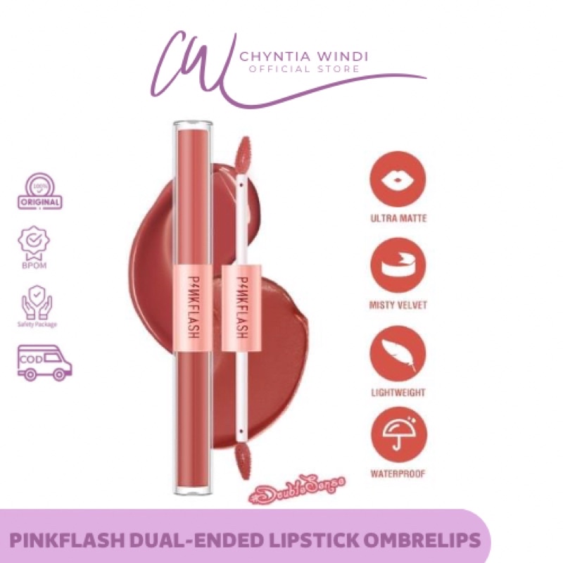 Jual PINKFLASH DoubleSense 2 IN 1 Dual Ended Lipstick Ombrelips Liquid