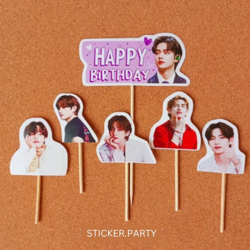 Jual TOPPER TAEHYUNG TOPPER CAKE HAPPY BIRTHDAY TEMA KIM TAHEYUNG V BTS