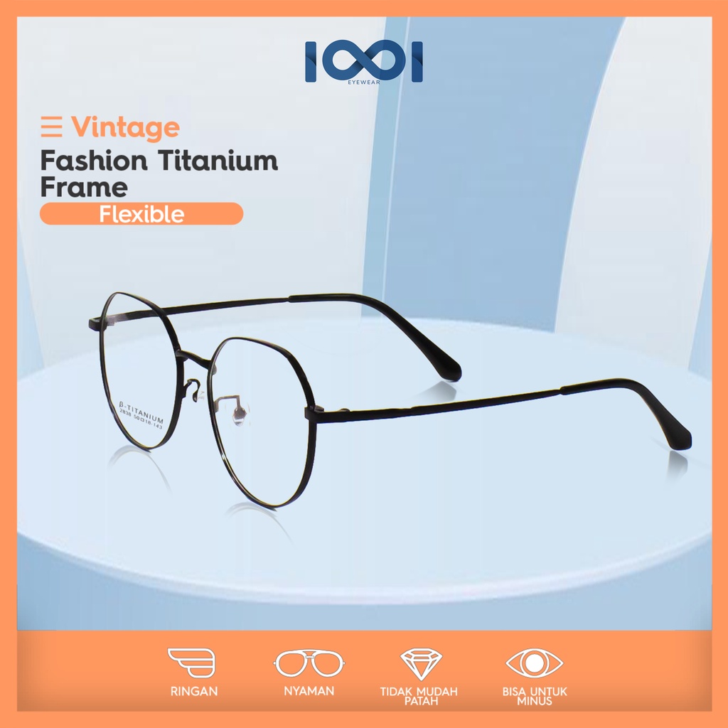 Jual IOOI Eyewear Kacamata Bulat Titanium Style Fashion Anti Radiasi