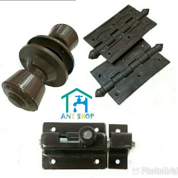 Jual Paket 3in1 Engsel Pintu Grendel Pintu PVC Pegangan Pintu Shopee