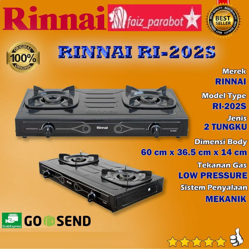 Jual Rinnai Kompor Gas 2 Tungku RI 202S Sun Burner 202 S Shopee