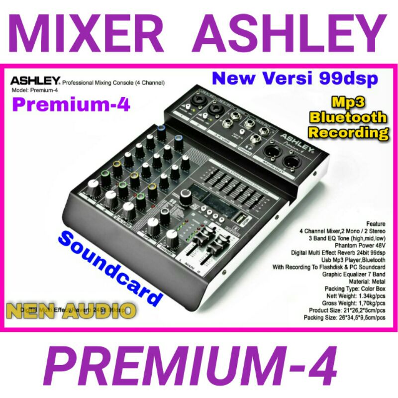 Jual MIXER ASHLEY PREMIUM 4 ORIGINAL NEW MODEL 99DSP PC SOUNDCARD