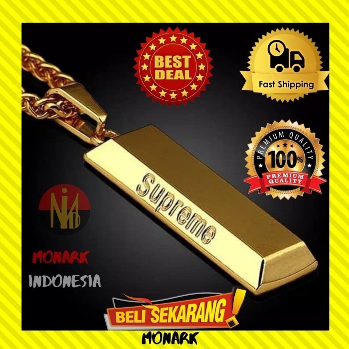 Jual NEW KALUNG RANTAI SUPREME REPLICA TITANIUM GOLD BAR EMAS BATANGAN