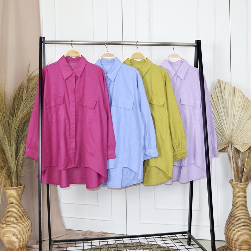 Jual Kara Elmeera Shirt Katun Rami Katun Linen Kemeja Atasan Wanita