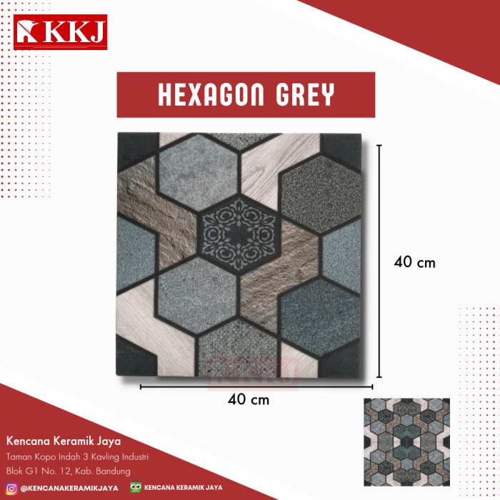 Jual Keramik Lantai Hexagon Grey 40x40 Kualitas 1 Grade A Shopee