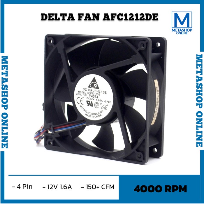 Jual Fan DELTA AFC1212DE 12038 12V 1 6A 4000 RPM PWM Kipas 12cm Mining