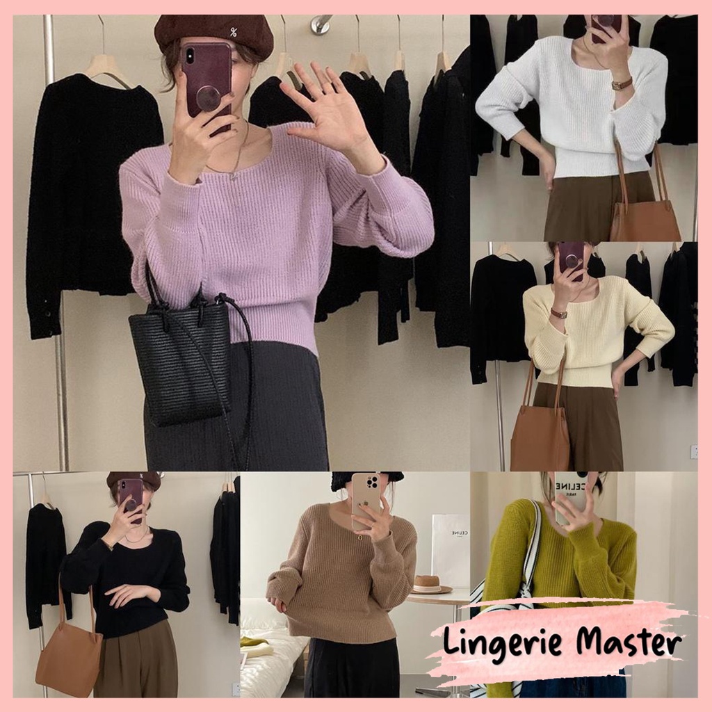 Jual Lingerie Master T Rajut Baju Wanita Basic Rajut Lengan