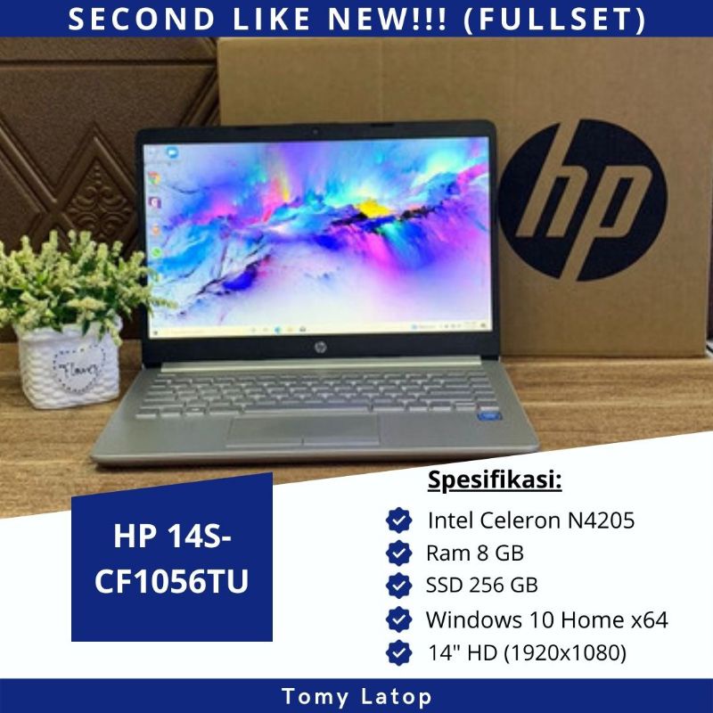 Jual LAPTOP SECOND FULLSET LIKE NEW HP 14S CF1046TU INTEL N4205 RAM 8GB