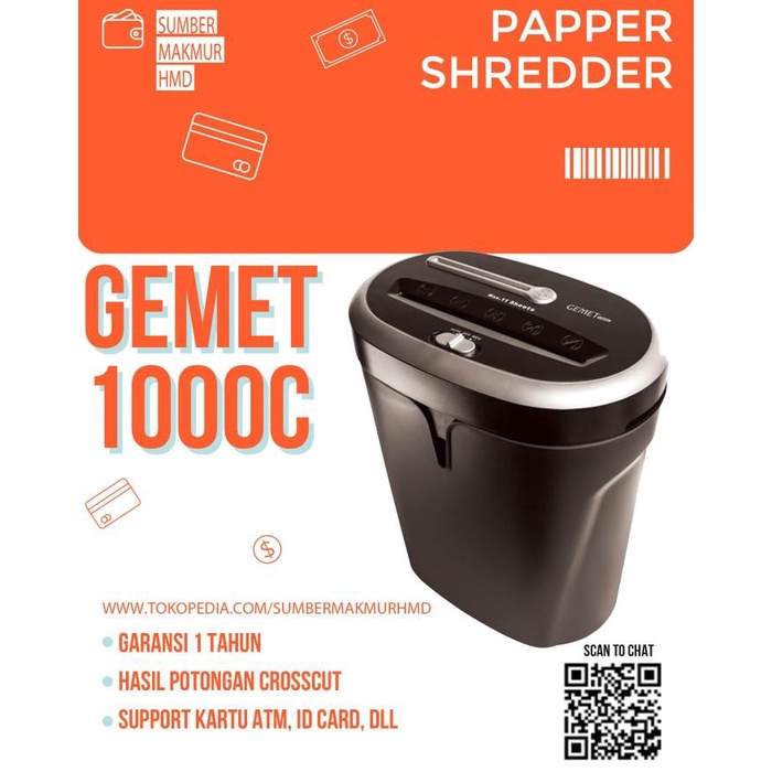 Jual Mesin Mesin Penghancur Kertas Gemet 1000C Paper Shredder