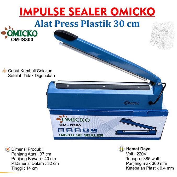 Jual Omicko Impulse Sealer Mesin Alat Press Las Perekat Plastik Cm