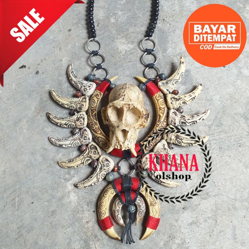 Jual Kalung Etnik Dayak Taring Babi Variasi Taring Macan Dan Kepala