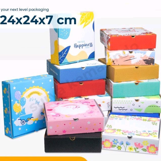 Jual BOX 24X24X7 CM THANK YOU MOTIF FIND YOUR HAPPINESS KARDUS