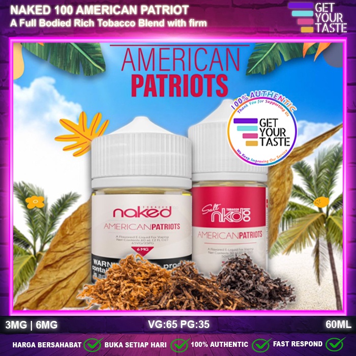 Jual Liquid Naked 100 American Patriots Tobacco USA 60ML By Naked100 Shopee Indonesia