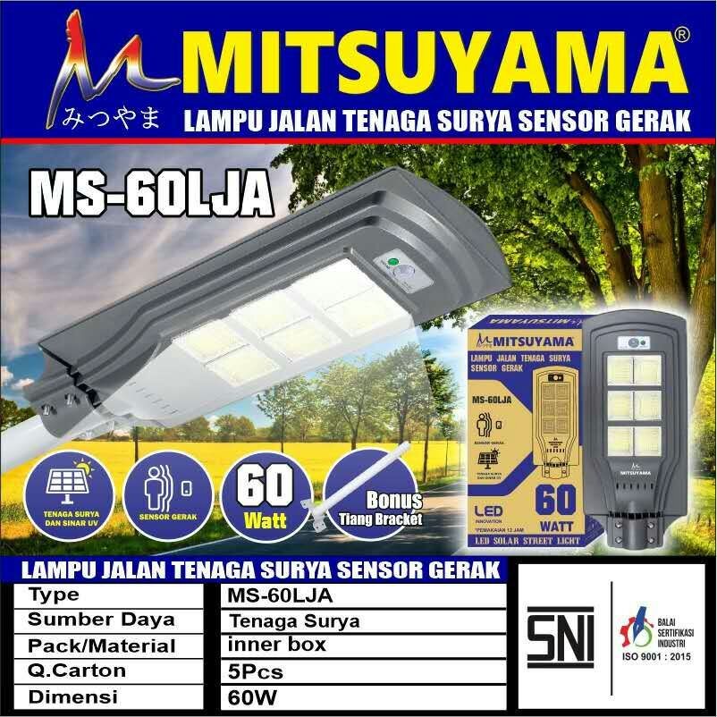 Jual Lampu Jalan 60watt Surya Sensor Gerak Mitsuyama MS 60LJA PJU