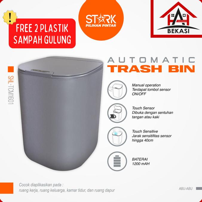 Jual STARK Tempat Sampah Sensor Otomatis Elektrik 16 Liter Abu Abu