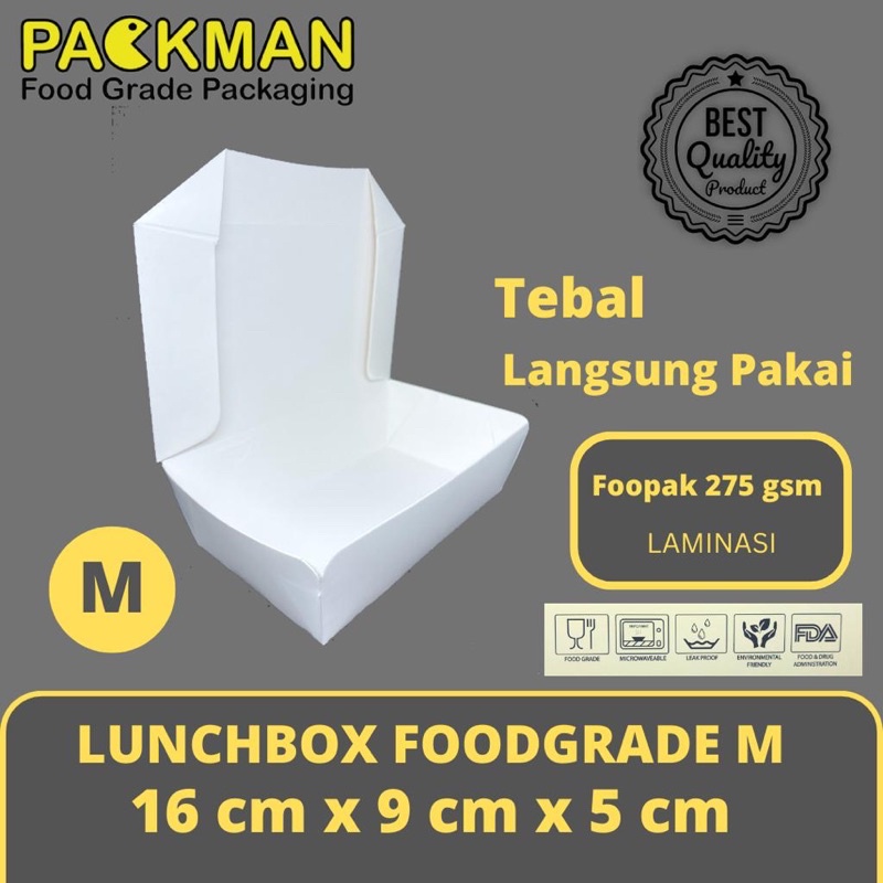 Jual PAPER LUNCHBOX M PUTIH FOODGRADE KOTAK MAKANAN PAPER TAKE AWAY