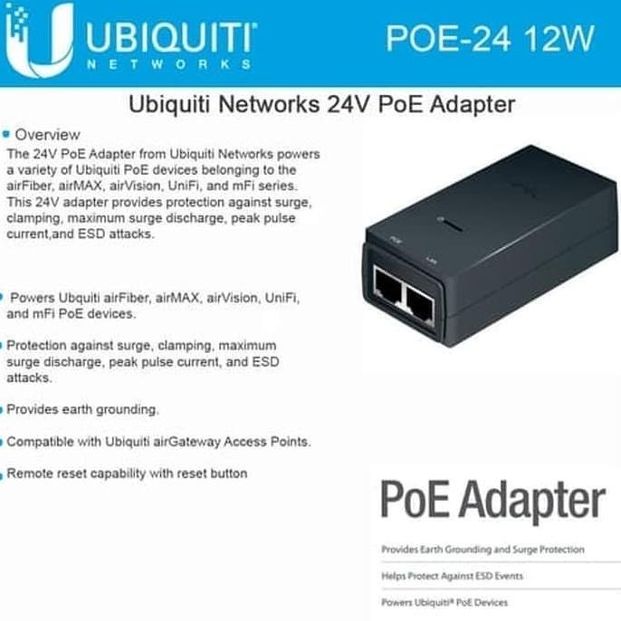 Jual Ubiquiti Adaptor Poe 24V 0 5A Poe 24 12W Shopee Indonesia