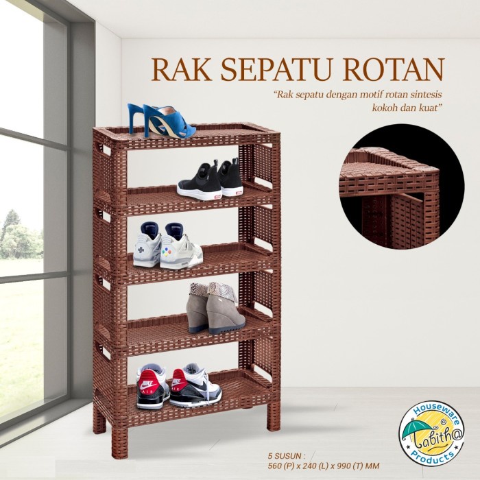 Jual Tabitha Rak Sepatu Plastik Motif Rotan Minimalis Shopee Indonesia