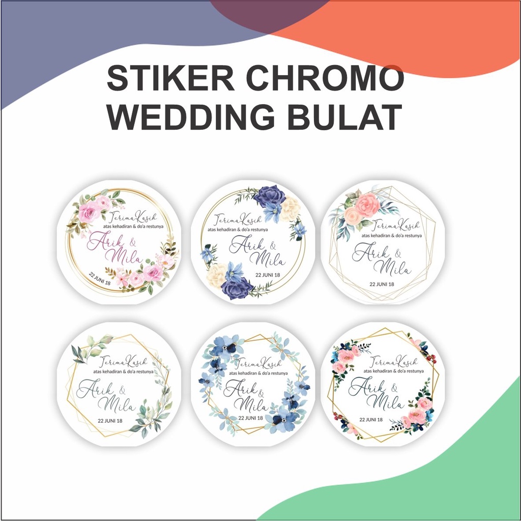 Jual Cetak Stiker Label Chromo Souvenir Wedding Nikah Bulat Labeljaya