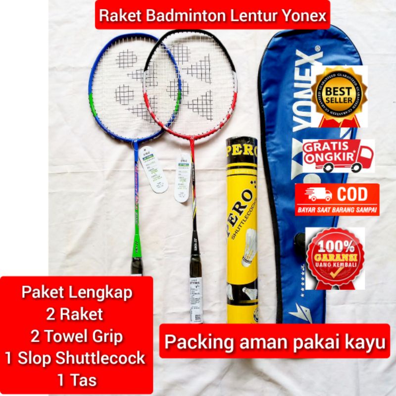 Jual PROMO Raket Badminton Set Komplit 2 Raket 1 Tas 1 Slop