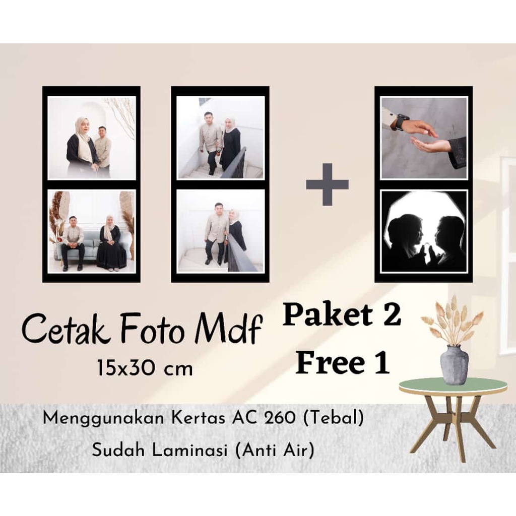 Jual 2 FREE 1 Cetak Foto Bingkai Mdf 15x30 Cetak 2 Frame Free 1