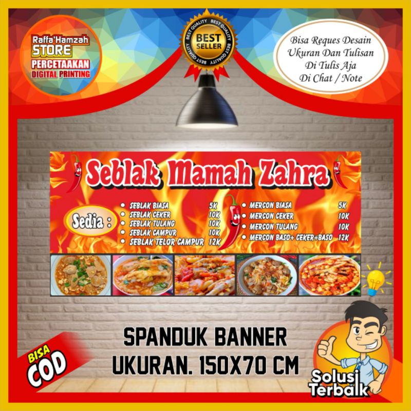 Jual Spanduk Banner Backdrop Seblak Cetak Spanduk Seblak Ukuran Cm X